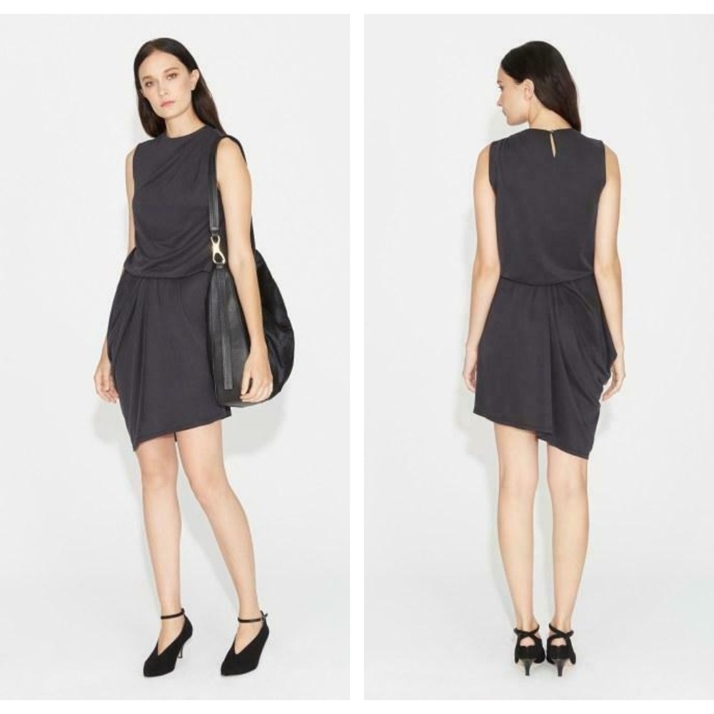 Halston Heritage Black Draped Dress Small